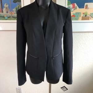 Halogen Black Shoulder Blazer Jacket Zip Pockets M